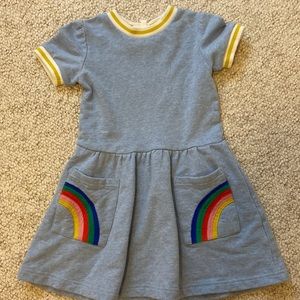 Girls mini boden blue rainbow pocket dress size 6-7